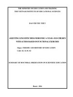 Adjusting linguistic behaviour for 3 6    year   old children with autism based on functional exercises 