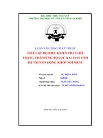 tóm tắt luận văn thạc sĩ kỹ thuật THIẾT kế bộ điều KHIỂN PHẢN hồi   TRẠNG THÁI DÙNG bộ lọc KALMAN CHO hệ TRUYỀN ĐỘNG KHỚP nối mềm  