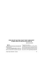 ĐÁNH GIÁ kết QUẢ PHẪU THUẬT THOÁT vị bẹn NGHẸT tại BỆNH VIỆN hữu NGHỊ đa KHOA NGHỆ AN