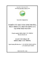 Nghiên cứu khả năng sinh trưởng, phát triển của một số giống lúa tại tỉnh thái nguyên
