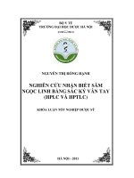 Nghiên cứu nhận biết sâm ngọc linh bằng sắc ký vân tay HPLC và HPTLC