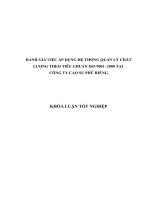 ĐÁNH GIÁ VIỆC ÁP DỤNG HỆ THỐNG QUẢN LÝ CHẤT LƯỢNG THEO TIÊU CHUẨN ISO 9001 2000 TẠI  CÔNG TY CAO SU PHÚ RIỀNG