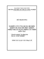tóm tắt luận văn thạc sĩ kỹ thuật  NGHIÊN cứu ỨNG DỤNG hệ điều KHIỂN dự báo để điều KHIỂN NHIỆT độ lò NUNG PHÔI cán THÉP LIÊN tục 