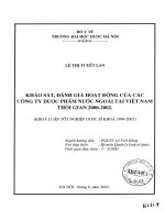 Khảo sát đánh giá hoạt động của các công ty dược phẩm nước ngoài tại việt nam thời gian 2000   2002