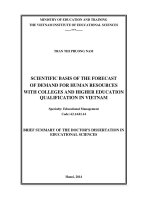 Scientific basis of the forecasting demand for human resource with colleges and higher education qualification in vietnam 