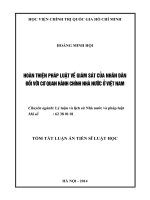 Hoàn thiện pháp luật về giám sát của nhân dân đối với cơ quan hành chính nhà nước ở việt nam (TT) 