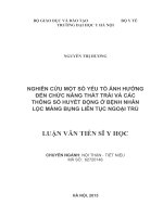 Nghiên cứu một số yếu tố ảnh hưởng đến chức năng thất trái và các thông số huyết động ở bệnh nhân lọc màng bụng liên tục ngoại trú