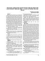 ỨNG DỤNG LASER HUỲNH QUANG để PHÁT HIỆN sâu RĂNG hàm lớn THỨ NHẤT TRÊN học SINH 7 – 8 TUỔI tại TRƯỜNG TIỂU học yên sở