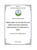 Định lượng các nguyên tố cu, pb trong sâm ngọc linh bằng phương pháp cực phổ xung vi phân