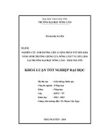 Nghiên cứu ảnh hưởng liều lượng phân NTT đến khả năng sinh trưởng giống lúa nông lâm 7 vụ mùa 2014 tại trường đại học nông lâm – thái nguyên