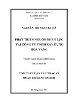 Tóm tắt Luận văn Thạc sĩ Quản trị kinh doanh: Phát triển nguồn nhân lực tại Công ty TNHH Xây Dựng Hoà Vang