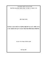 Nâng cao chất lượng dịch vụ lưu trú của các khách sạn 4 sao thành phố hải phòng luận văn ths  du lịch 