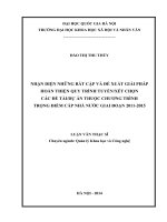 Nhận diện những bất cập và đề xuất giải pháp hoàn thiện quy trình tuyển xét chọn các đề tài dự án thuộc chương trình trọng điểm cấp nhà nước giai đoạn 2011 2015 