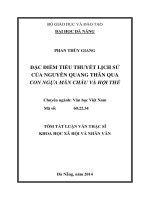 Đặc điểm tiểu thuyết lịch sử của nguyễn quang thân quan con ngựa mãn châu và hội thể