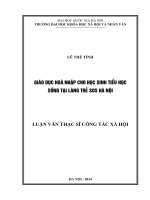 Giáo dục hòa nhập cho học sinh tiểu học sống tại làng trẻ SOS hà nội 