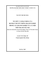 Tổ chức và hoạt động của bộ phận truyền thông doanh nghiệp trong các doanh nghiệp vừa và nhỏ trên địa bàn hà nội ( dựa trên tư liệu khảo sát hai doanh nghiệp công ty cp tài chính vietsun và công ty du lịch tầm nhìn) 