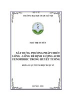 Xây dựng phương pháp chiết lỏng   lỏng để định lượng acid fenofibric trong huyết tương