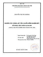 Nghiên cứu thành lập tiêu chuẩn kiểm nghiệm một số dược liệu chứa alcaloid