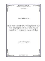 Phân tích tài chính và ứng dụng đòn bẩy vào hoạt động sản xuất kinh doanh tại công ty TNHH MTV cao su hà tĩnh