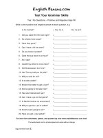 yes no questions positive and negative gap fill 