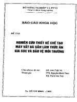Nghiên cứu chế tạo máy vắt bã sắn làm thức ăn gia súc và bảo vệ môi trường 