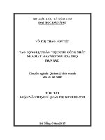 Tóm tắt Luận văn Thạc sĩ Quản trị kinh doanh: Tạo động lực làm việc cho công nhân Nhà máy May Veston Hòa Thọ Đà Nẵng
