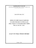 Thông tin trên trang nghề báo của báo nhà báo và công luận thực trạng và giải pháp phát triển ( khảo sát năm 2011   2012) 