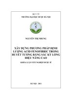 Xây dựng phương pháp định lương acid fenofibric trong huyết tương bằng sắc ký lỏng hiệu năng cao