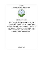 Xây dựng phương pháp định lượng và khảo sát hàm lượng nitrit trong một số loại rau tại hà nội bằng quang phổ UV   VIS