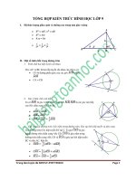 Toán 9  tổng hợp một số công thức và tính chất của hình học 