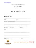 ĐƠN XIN NGHỈ VIỆC RIÊNG  mới NHẤT 