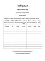 subject verb object word order grid blank