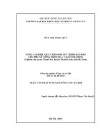 Nâng cao hiệu quả chăm sóc sức khỏe ban đầu cho phụ nữ nông thôn dựa vào cộng đồng ( nghiên cứu tại xã thanh hà, huyện thanh liêm, tỉnh hà nam) 