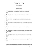 talk a lot 1 sentence blocks food and drink 