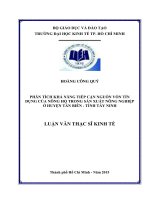  phân tích khả năng tiếp cận nguồn vốn tín dụng của nông hộ trong sản xuất nông nghiệp ở huyện tân biên  tỉnh tây ninh 