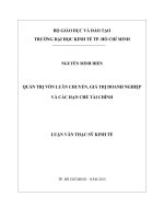 Luận văn thạc sĩ  2015 QUẢN TRỊ vốn LUÂN CHUYỂN, GIÁ TRỊ DOANH NGHIỆP và các hạn CHẾ tài CHÍNH 