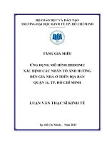 Luận văn thạc sĩ  2015 ứng dụng mô hình hedonic xác định các nhân tố ảnh hưởng đến giá nhà ở trên địa bàn quận 11, TPHCM 