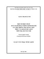 Một số biện pháp đẩy mạnh hoạt động kinh doanh của hệ thống nhà hàng việt phục vụ khách du lịch trên địa bàn hà nội 