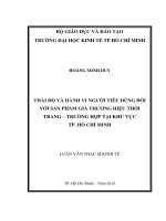THÁI độ và HÀNH VI NGƯỜI TIÊU DÙNG đối với sản PHẨM GIẢ THƯƠNG HIỆU THỜI TRANG  TRƯỜNG hợp tại KHU vực THÀNH PHỐ hồ CHÍ MINH 