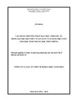 Tóm tắt luận án tiến sĩ vận dụng phương pháp dạy học theo dự án trong dạy học kiến thức về sản xuất và sử dụng điện năng cho học sinh trung học phổ thông 