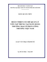 Luận văn thạc sĩ hoàn thiện cơ chế quản lý vốn tập trung tại ngân hàng thương mại cổ phần công thương việt nam 