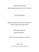 Tóm tắt luận án tiến sĩ định kiến giới về tính cách nữ nông dân khu vực đồng bằng sông hồng của NCS nguyễn thị thịnh, chuyên ngành tâm lý học