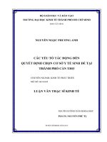 Luận văn thạc sĩ các yếu tố tác động đến quyết định chọn cơ sở y tế sinh đẻ tại thành phố cần thơ 