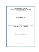 Luận văn thạc sĩ lựa chọn ngược và rủi ro đạo đức trong bảo hiểm y tế việt nam 