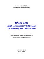NÂNG CAO NĂNG lực QUẢN lý ðiều HÀNH TRƯỜNG ðại học NHA TRANG