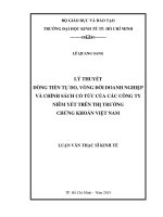 Luận văn thạc sĩ dòng tiền tự do, vòng đời doanh nghiệp và chính sách cổ tức của các công ty niêm yết trên thị trường chứng khoán việt nam 