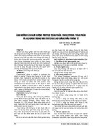 ẢNH HƯỞNG lên hàm LƯỢNG PROTEIN TOÀN PHẦN, CHOLESTEROL TOÀN PHẦN và ALBUMIN TRONG máu THỎ của cáo KHÁNG mẫn THÔNG tỵ