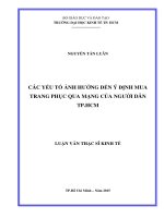 Luận văn thạc sĩ các yếu tố ảnh hưởng đến ý định mua trang phục qua mạng của người dân TP hồ chí minh 