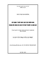 Xây dựng ý thức pháp luật của thẩm phán trong bối cảnh cải cách tư pháp ở nước ta hiện nay 