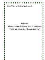 Luận văn kế toán vật liệu và công cụ, dụng cụ tại công ty TNHH một thành viên cấp nước phú thọ